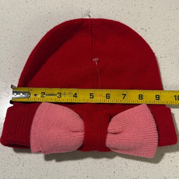 Kate Spade Red Knit Beanie Pink Bow Winter Hat Cuffed‎ Acrylic One Size main image 8